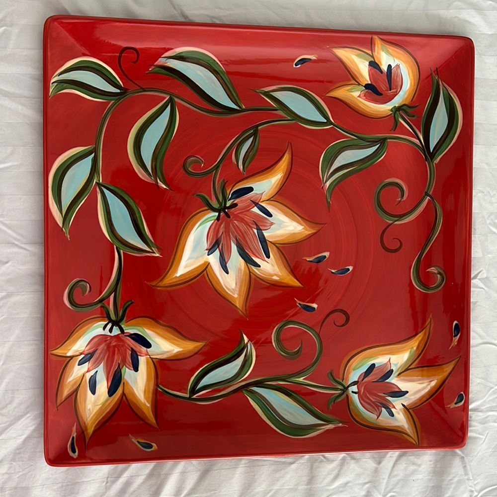 Southern Living Gail Pittman Square Bountiful Platter EUC as shown in the 📸